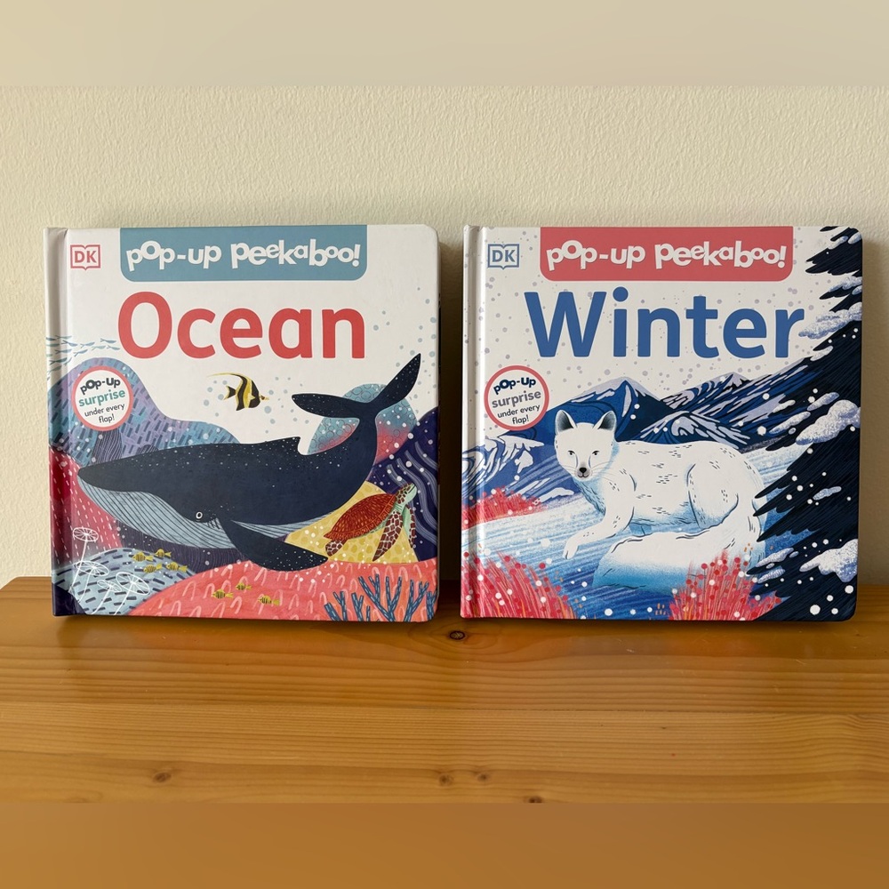 2 Pop-Up Peekaboo! Children's Board Books Ocean & Winter Interactive Learning